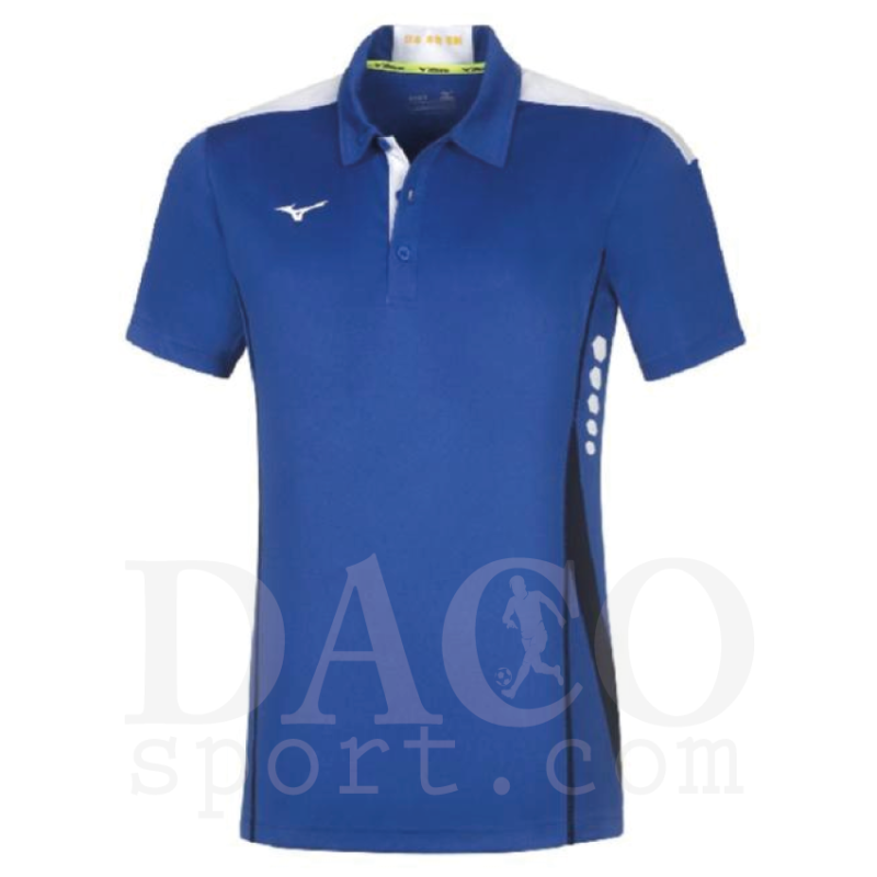 Mizuno Polo HEX RECT Uomo Azzurro-Bianco